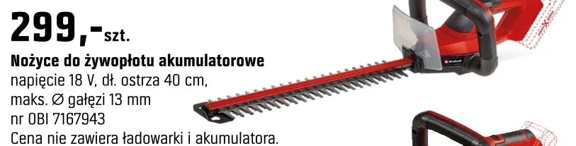 Nożyce do żywopłotu akumulatorowe promocja w OBI