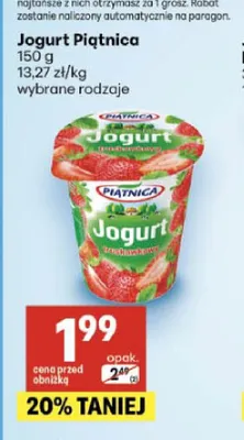 Jogurt Piątnica truskawkowy promocja w Delikatesy Centrum