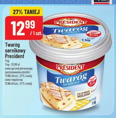 Twaróg sernikowy Président promocja w POLOmarket