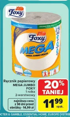 Ręcznik papierowy Mega-Jumbo Foxy promocja w Carrefour Market