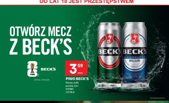 Piwo bezalkoholowe Beck's Blue promocja w Chorten