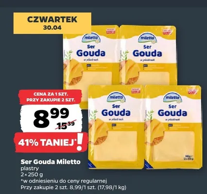 Ser Gouda Miletto plastry promocja w Netto