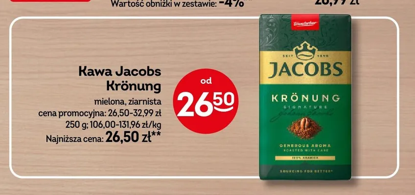 Kawa ziarnista Jacobs Krönung promocja w Żabka