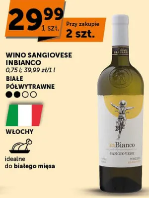Wino Sangiovese InBianco białe półwytrawne promocja w Groszek