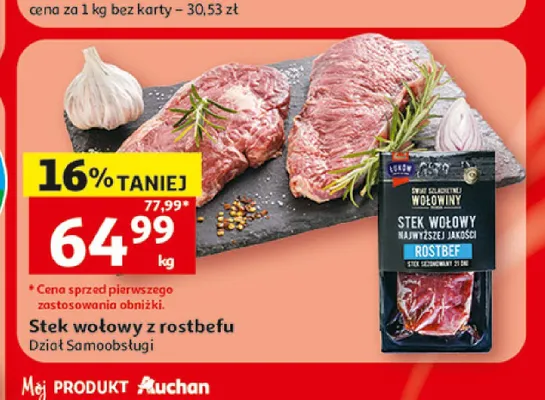 Stek wołowy z rostbefu Łuków promocja w Auchan