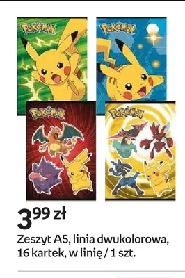 Zeszyt A5 linia dwukolorowa 16 kartek w linię Pokemon promocja w Empik