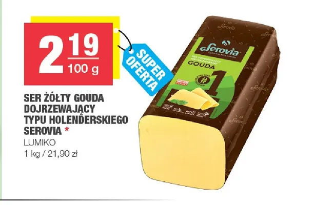Ser żółty Gouda dojrzewający typu holenderskiego Serovia promocja w SPAR