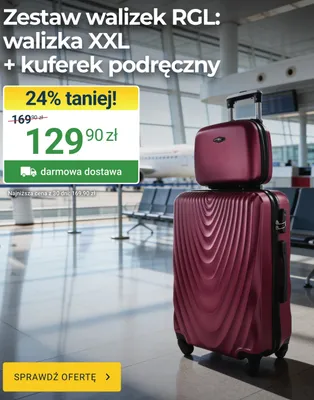 Zestaw walizek RGL: walizka XXL + kuferek podręczny promocja w ERLI