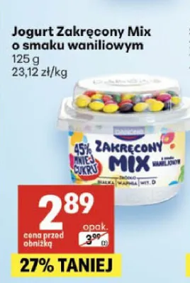 Jogurt Zakręcony Mix o smaku waniliowym Danone promocja w Delikatesy Centrum
