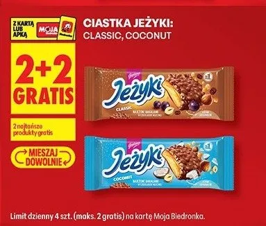 Ciastka Jeżyki: classic, coconut promocja w Biedronka