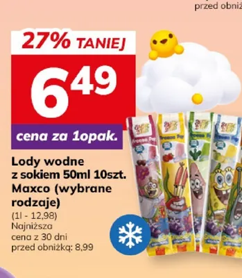 Lody wodne z sokiem Maxco promocja w Hitpol