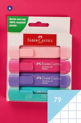 Zakreślacze Faber-Castell pastelowe 4-pak promocja w Biedronka