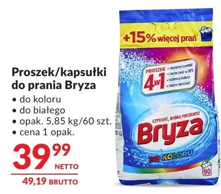 Proszek/kapsułki do prania Bryza do koloru do białego promocja w Makro