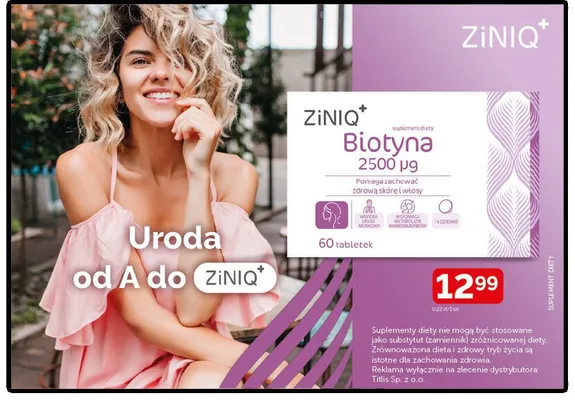 Suplement diety ZiNiQ+ Biotyna 2500 µg promocja w Ziko Dermo