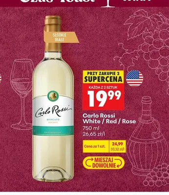 Wino białe Carlo Rossi White promocja w Biedronka