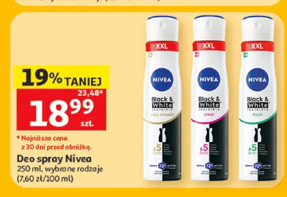 Dezodorant spray Nivea Black & White promocja w Auchan