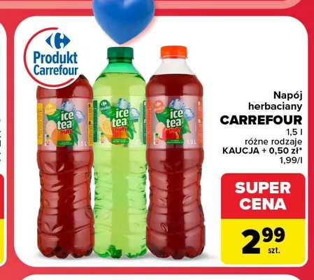 Napój herbaciany Carrefour Ice Tea zielona herbata brzoskwinia promocja w Carrefour