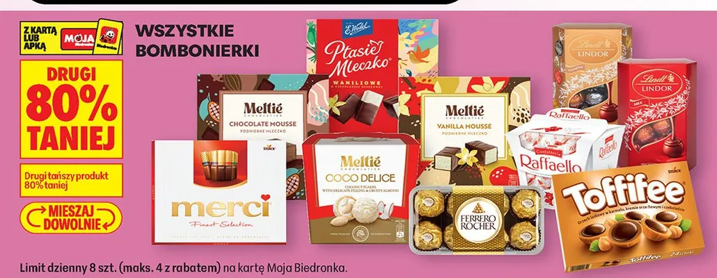 Wszystkie bombonierki DRUGA -80% promocja w Biedronka