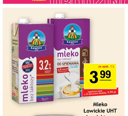 Mleko UHT Łowickie bez laktozy Barista do spieniania promocja w Gram Market