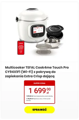 Multicooker TEFAL Cook4me Touch Pro z pokrywą Extra Crisp promocja w Media Expert
