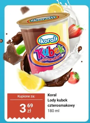 Lody kubek czterosmakowy promocja w Dino