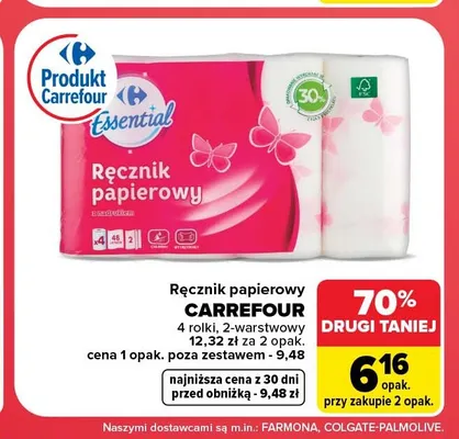 Ręcznik papierowy Carrefour Essential 4-pak promocja w Carrefour Market