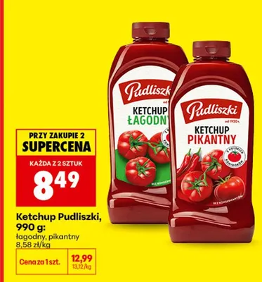 Ketchup łagodny Pudliszki promocja w Biedronka