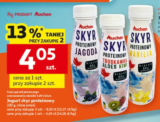Jogurt skyr proteinowy promocja w Auchan