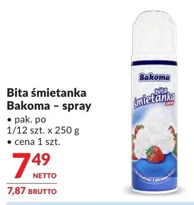 Bita śmietanka Bakoma - spray promocja w Makro