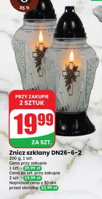 Znicz szklany DN26-6-2 promocja w Dino
