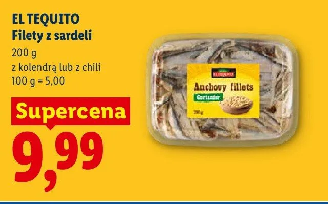 Filety z sardeli z kolendrą El Tequito promocja w Lidl