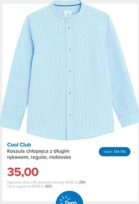Koszula chłopięca z długim rękawem regular niebieska Cool Club promocja w Smyk