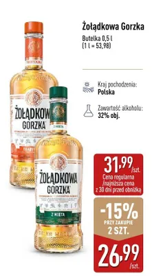 Likier Żołądkowa Gorzka z miętą promocja w Aldi
