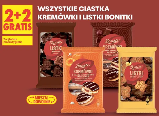 Ciastka kremówki i listki Bonitki promocja w Biedronka