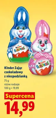 Czekolada Kinder Zając czekoladowy z niespodzianką promocja w Lidl