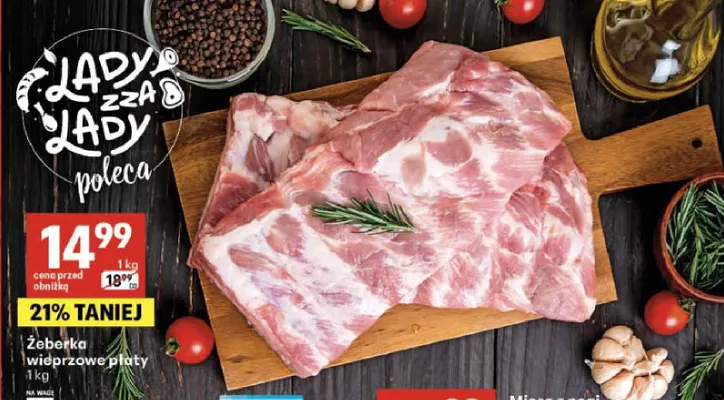 Żeberka wieprzowe płaty promocja w Delikatesy Centrum