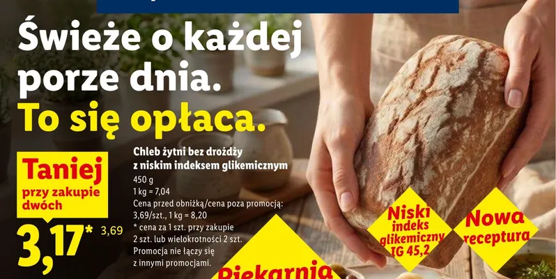 Chleb żytni bez drożdży z niskim indeksem glikemicznym promocja w Lidl