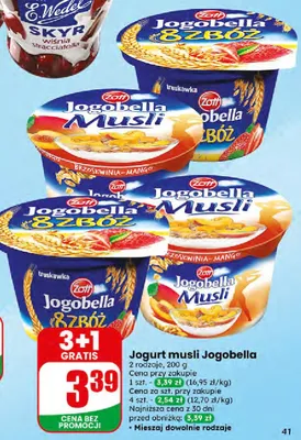 Jogurt musli 2 rodzaje promocja w Dino