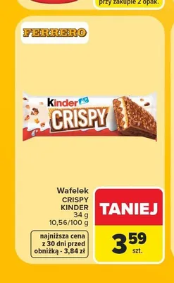 Wafelek Kinder Crispy promocja w Carrefour