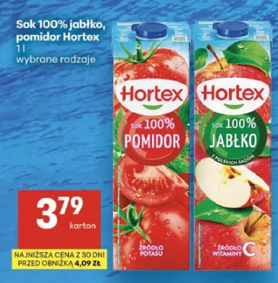Sok 100% pomidor Hortex promocja w Delikatesy Centrum