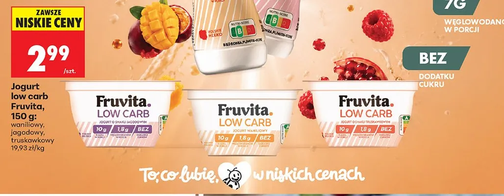 Jogurt Fruvita Low Carb waniliowy promocja w Biedronka