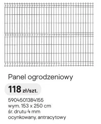 Panel ogrodzeniowy ocynkowany antracytowy promocja w Castorama