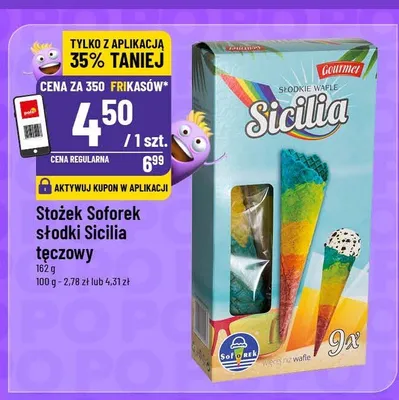 Stożek Soforek słodki Sicilia tęczowy promocja w POLOmarket