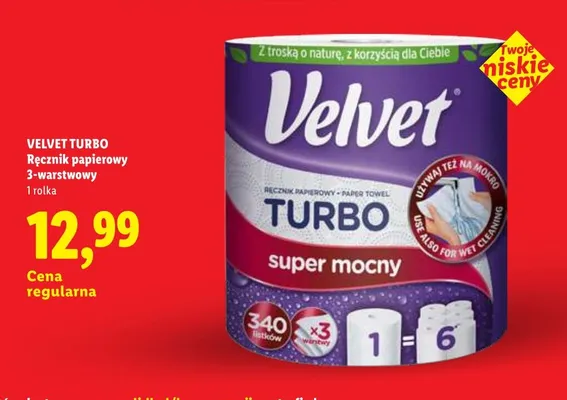 Ręcznik papierowy Velvet Turbo 3-warstwowy promocja w Lidl