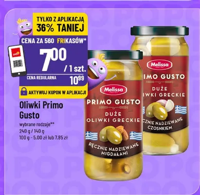 Oliwki Primo Gusto Melissa duże greckie ręcznie nadziewane migdałami promocja w POLOmarket