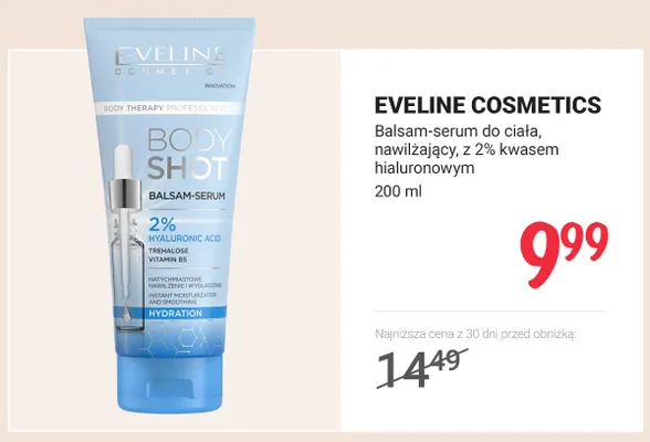 Balsam-serum do ciała nawilżający z 2% kwasem hialuronowym EVELINE COSMETICS promocja w Rossmann