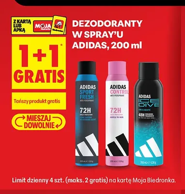 Dezodorant w sprayu Adidas Control promocja w Biedronka