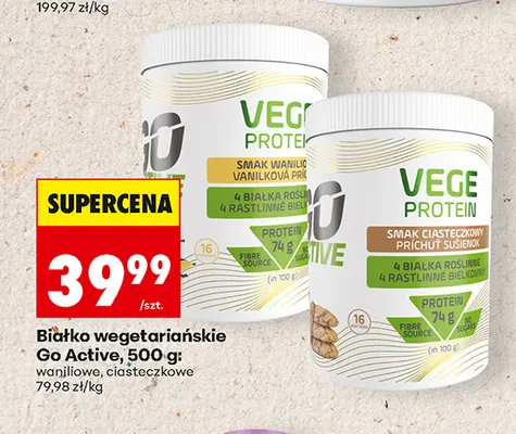 Białko wegetariańskie Go Active ciasteczkowe promocja w Biedronka