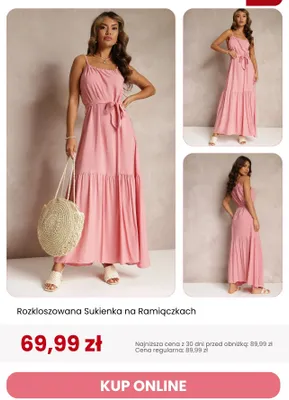 Sukienka rozkloszowana na ramiączkach Renee promocja w Renee