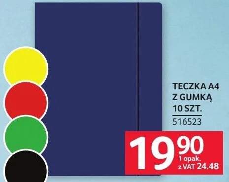 Teczka A4 z gumką TECZKA A4 Z GUMKĄ 10 SZT. promocja w Selgros